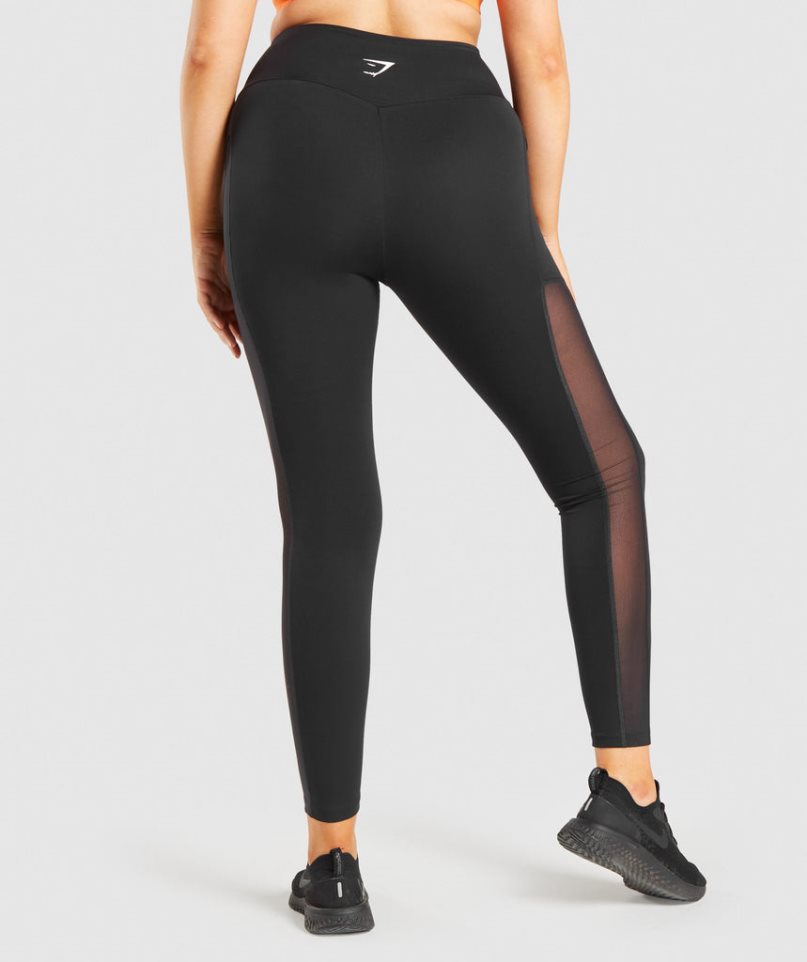 Legginsy Gymshark Treningowe Mesh Pocket Damskie Czarne | PL 341KFH